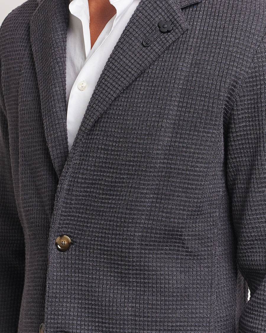 Herren | Sakkos | Lardini | Knitted Structure Wool Blazer Dark Grey