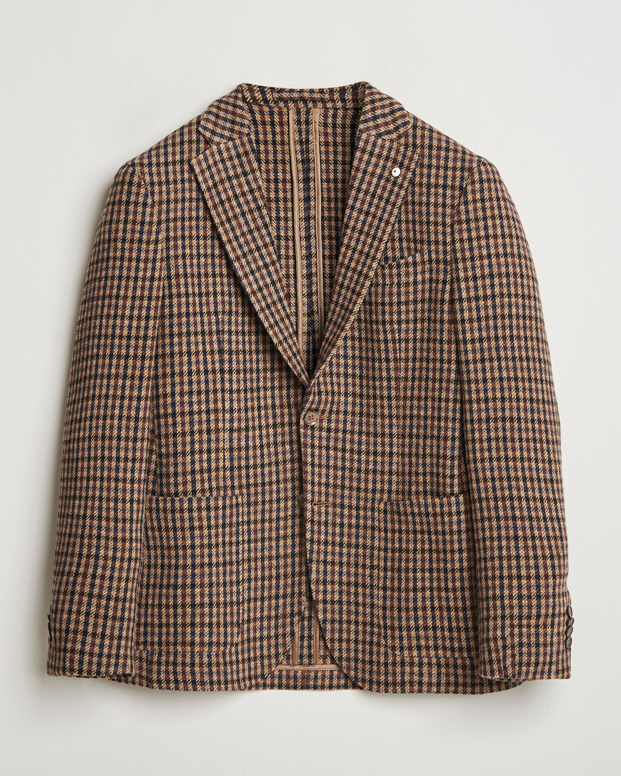 Herren | Sakkos | L.B.M. 1911 | Jack Regular Small Check Wool Blazer Brown