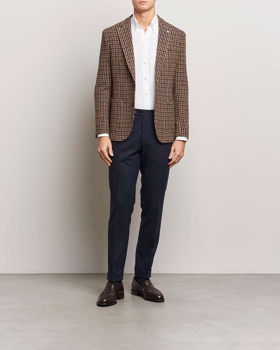 Herren | Sakkos | L.B.M. 1911 | Jack Regular Small Check Wool Blazer Brown