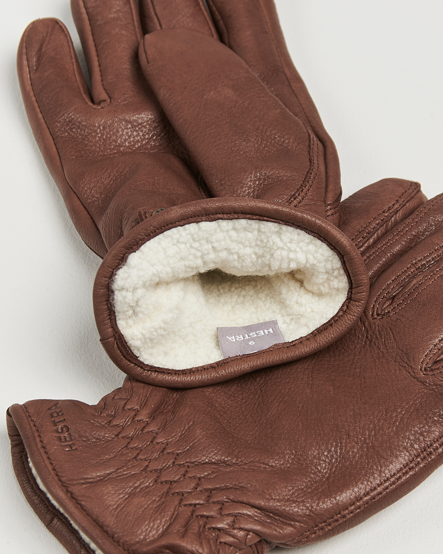 Herren | Handschuhe | Hestra | Burensvik Deerskin Wool Pile Glove Chocolate
