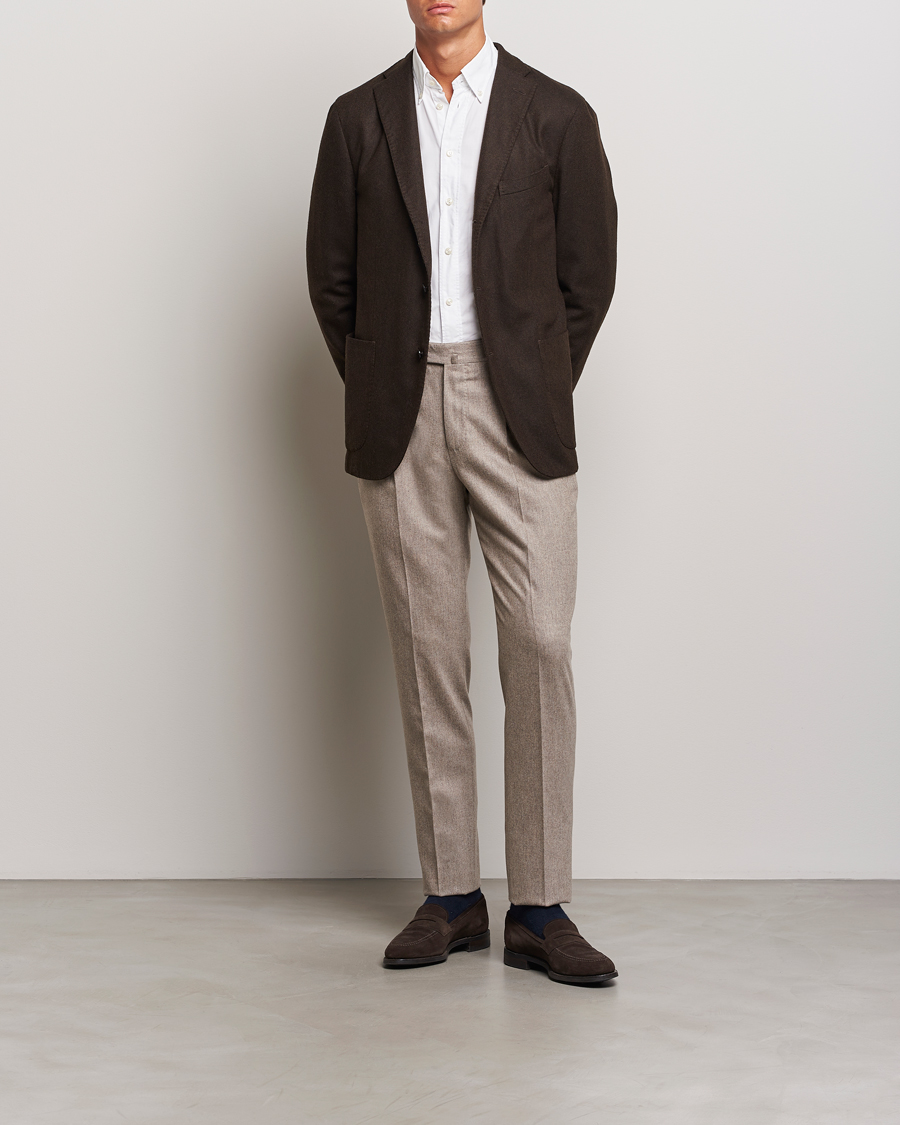 Herren | Hosen | PT01 | Slim Fit Pleated Wool/Cashmere Trousers Beige