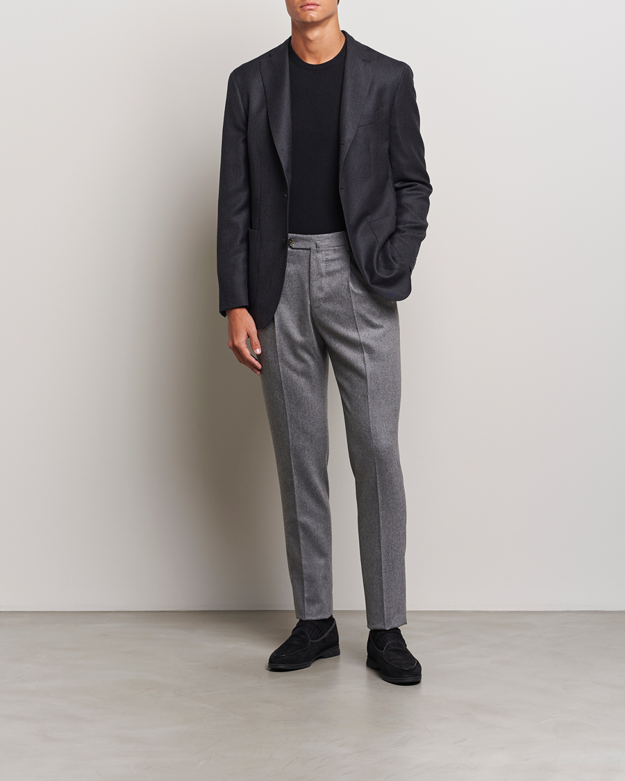 Herren | Hosen | PT01 | Slim Fit Pleated Wool/Cashmere Trousers Grey Melange