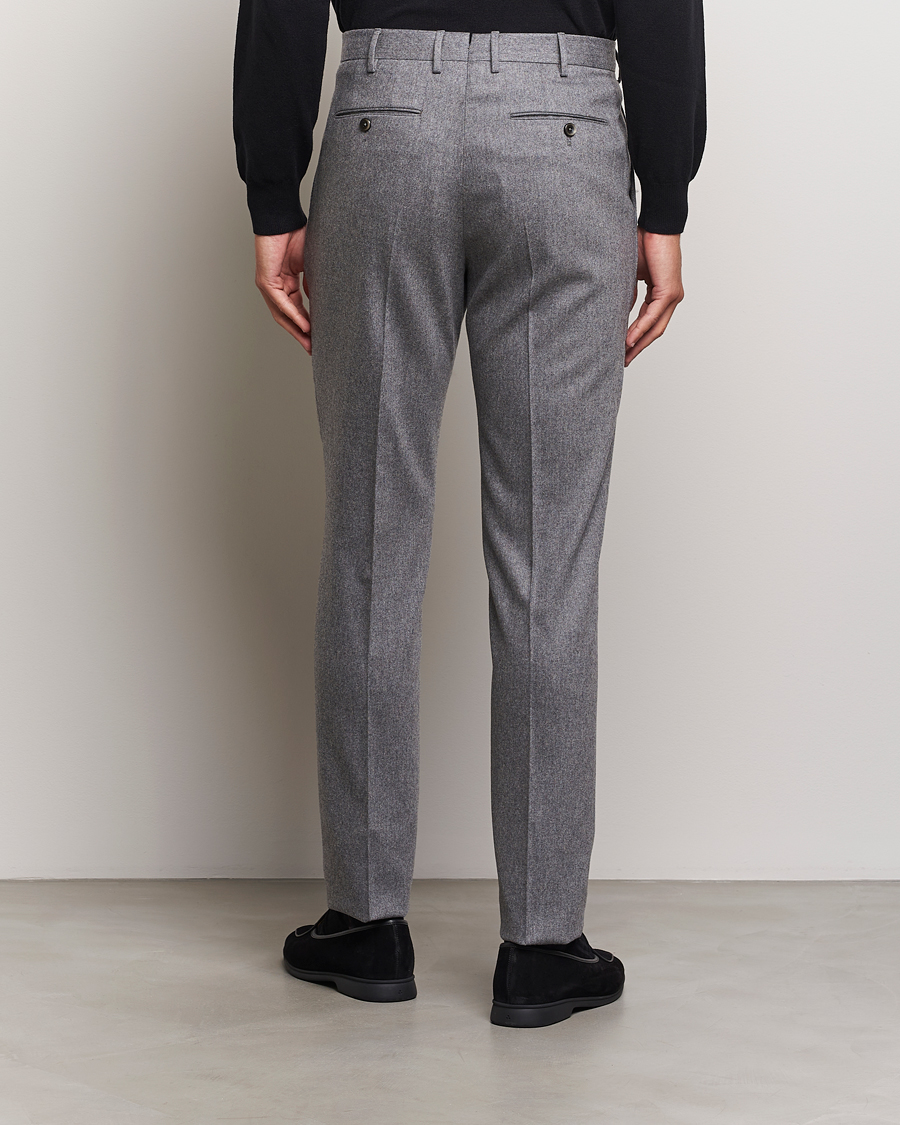 Herren | Hosen | PT01 | Slim Fit Pleated Wool/Cashmere Trousers Grey Melange