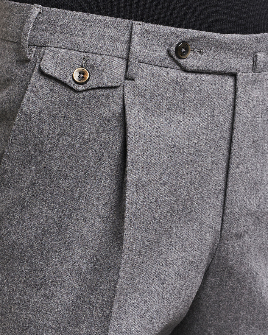 Herren | Hosen | PT01 | Slim Fit Pleated Wool/Cashmere Trousers Grey Melange