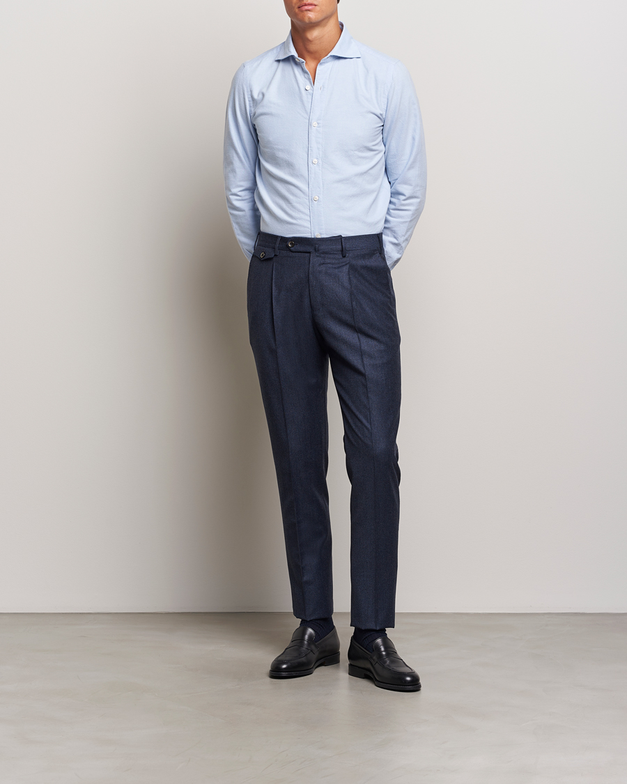 Herren | Hosen | PT01 | Slim Fit Pleated Houndstooth Flannel Trousers Navy