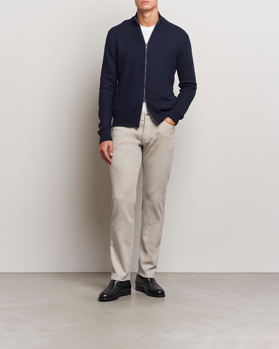 Herren | Pullover | Ralph Lauren Purple Label | Cotton/Silk Full Zip Sweater Navy