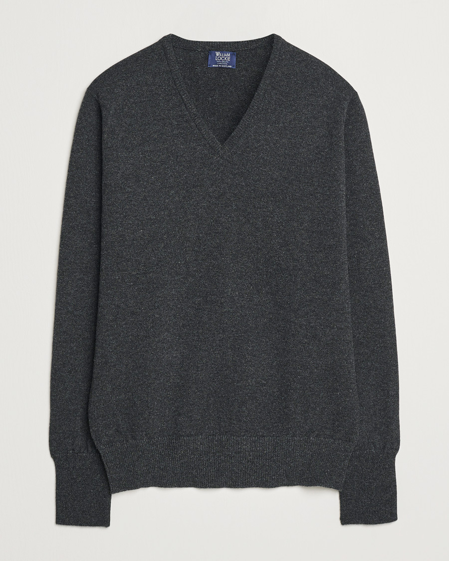 Herren | Pullover | William Lockie | Rob Lambswool V-Neck Charcoal