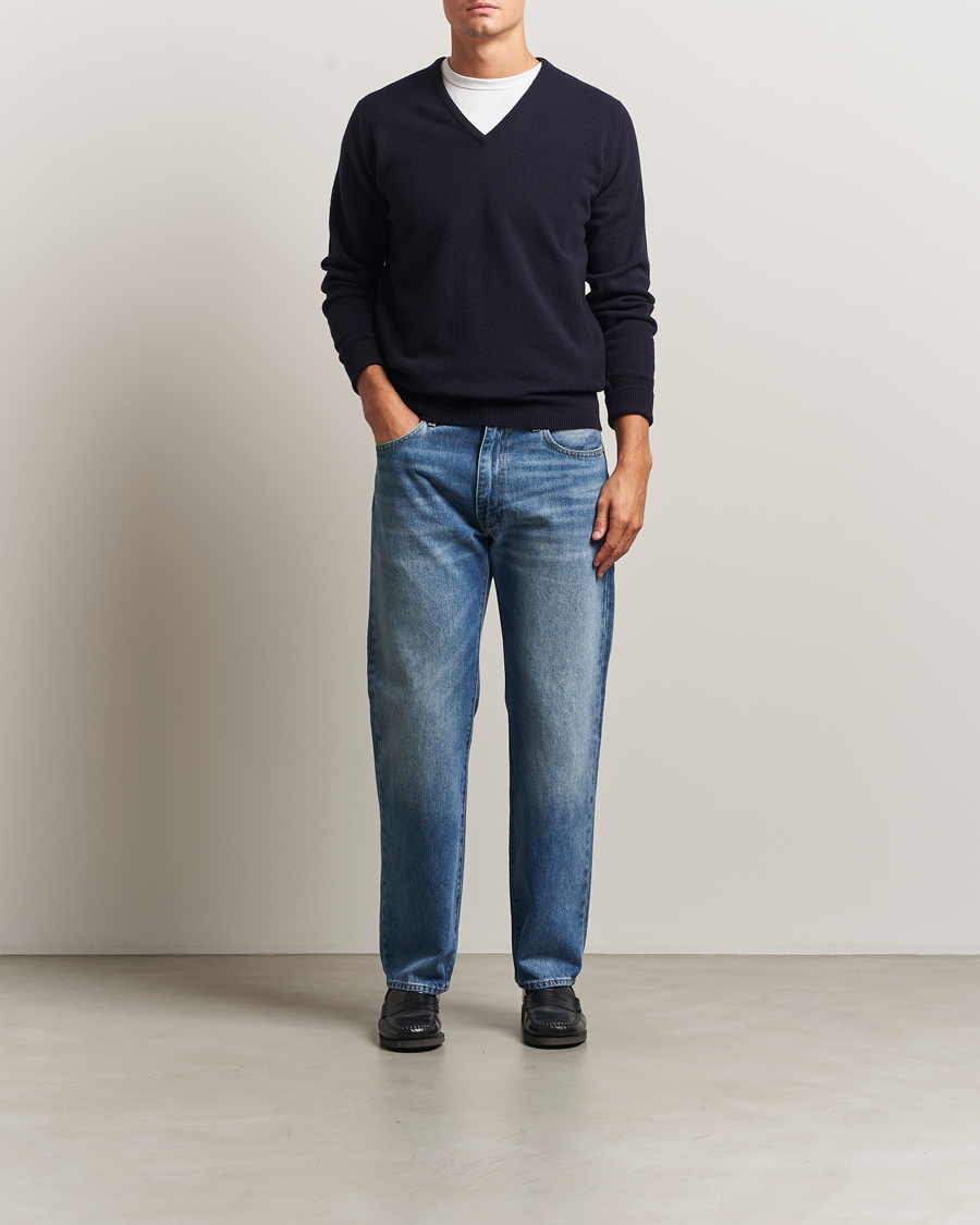 Herren | Pullover | William Lockie | Rob Lambswool V-Neck Navy