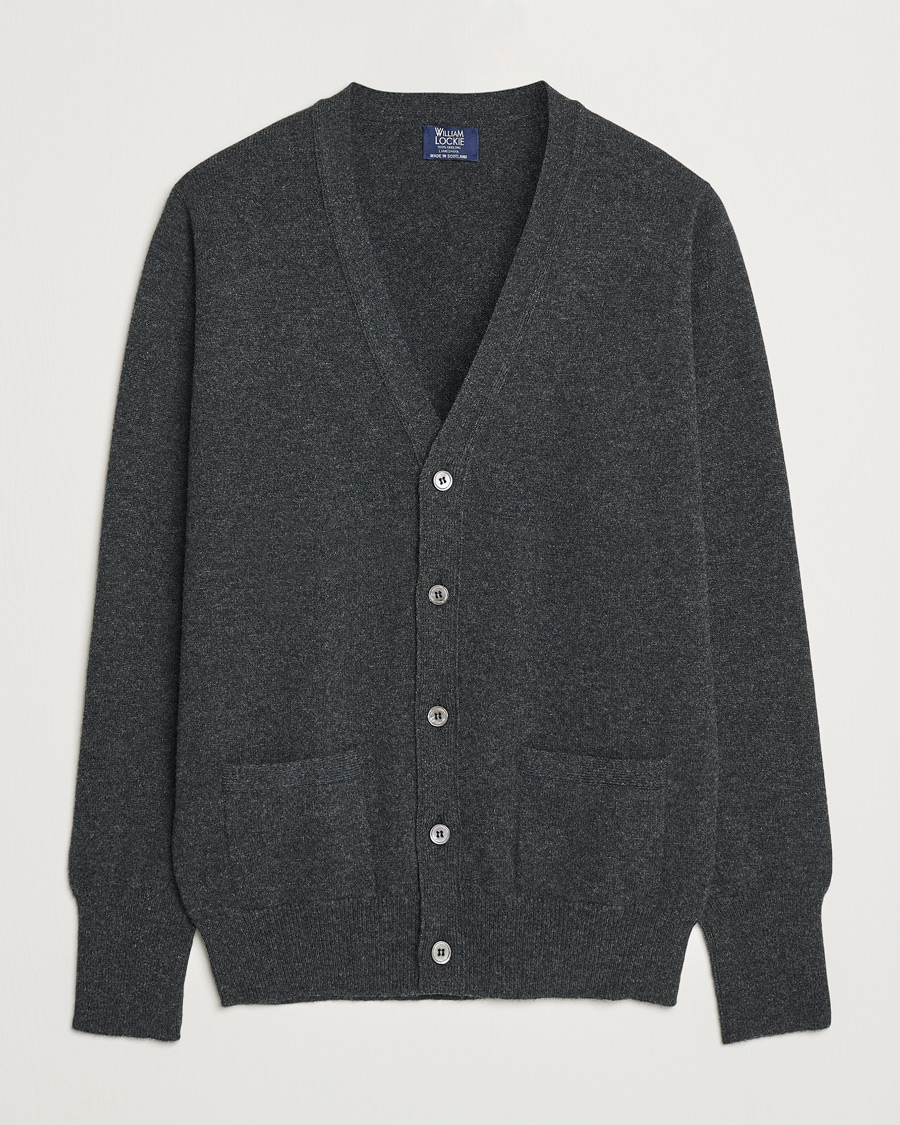 Herren | Pullover | William Lockie | Rob Lambswool Cardigan Charcoal