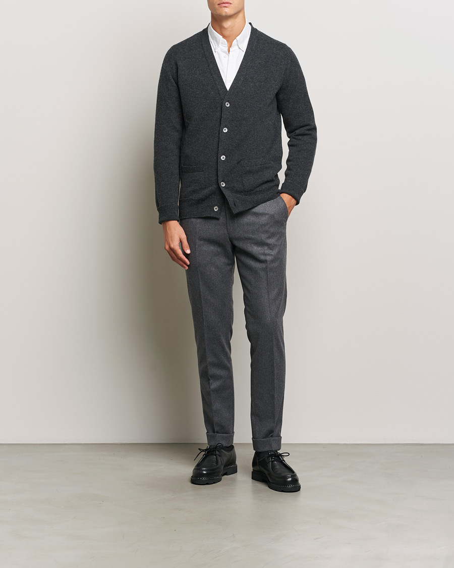 Herren | Pullover | William Lockie | Rob Lambswool Cardigan Charcoal