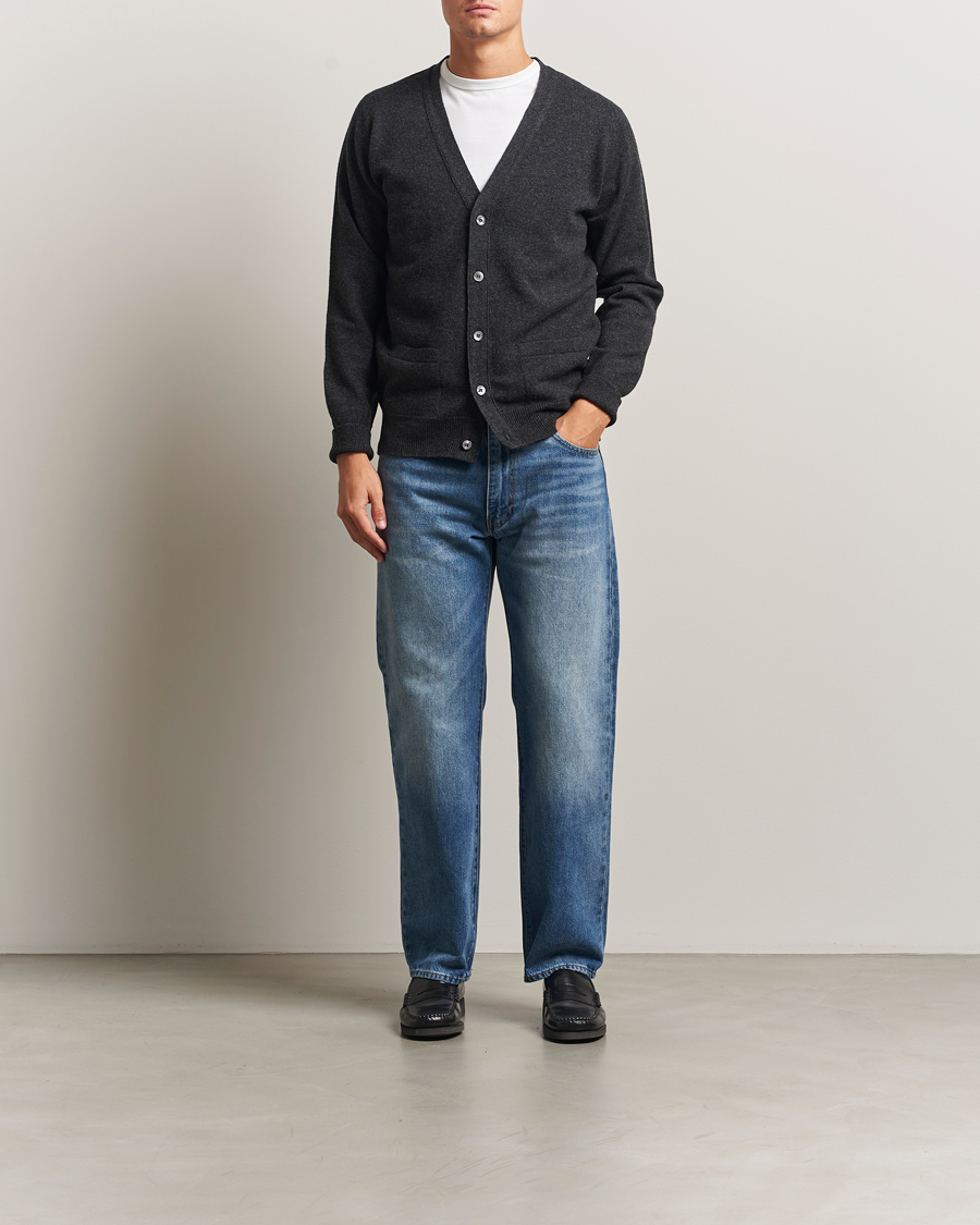 Herren | Pullover | William Lockie | Rob Lambswool Cardigan Charcoal