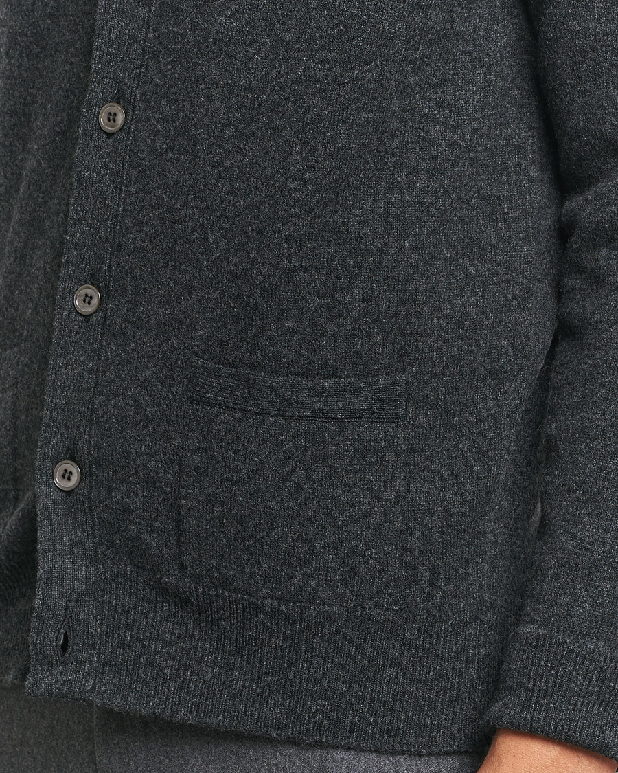Herren | Pullover | William Lockie | Rob Lambswool Cardigan Charcoal