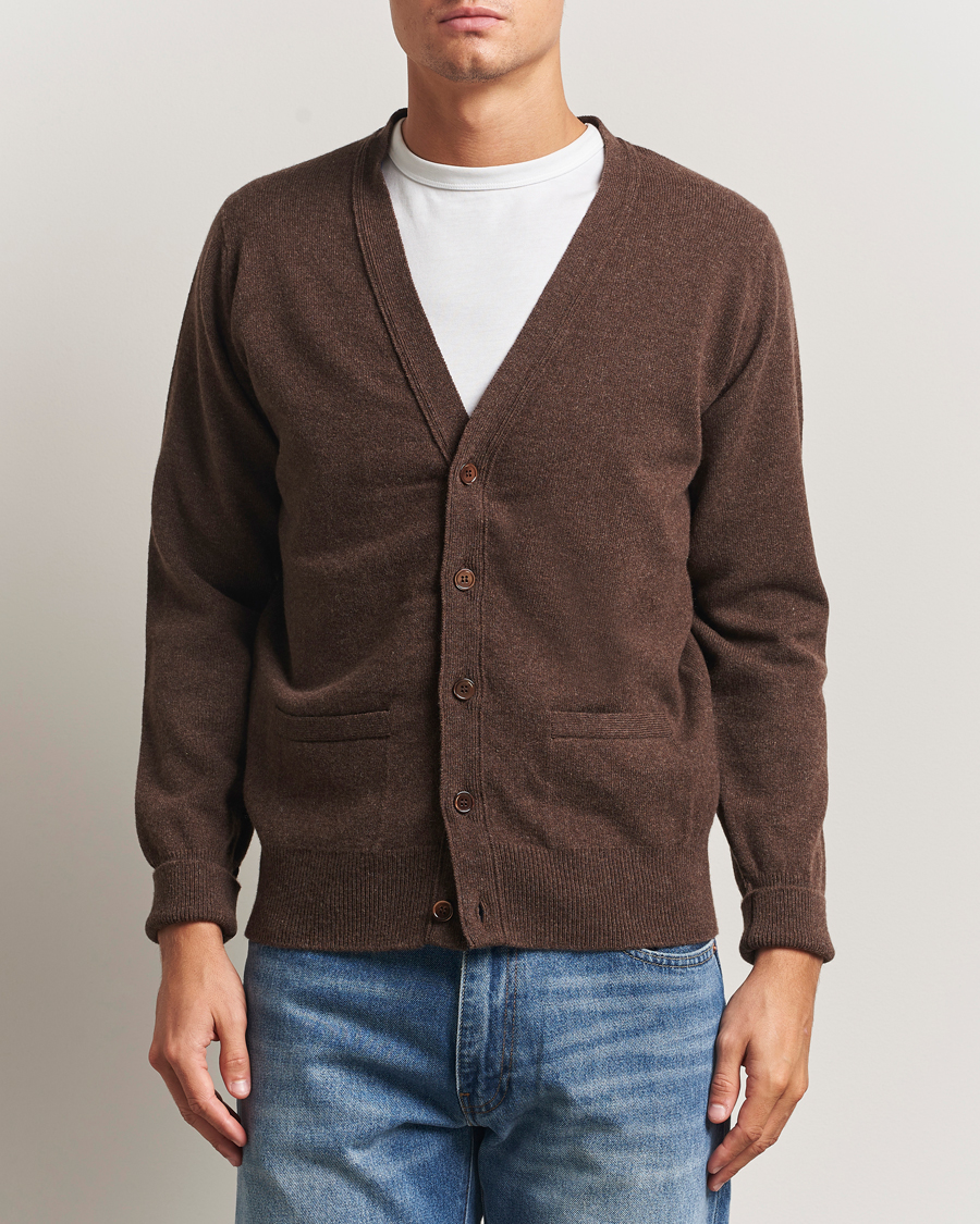 Herren | Pullover | William Lockie | Rob Lambswool Cardigan Mocha