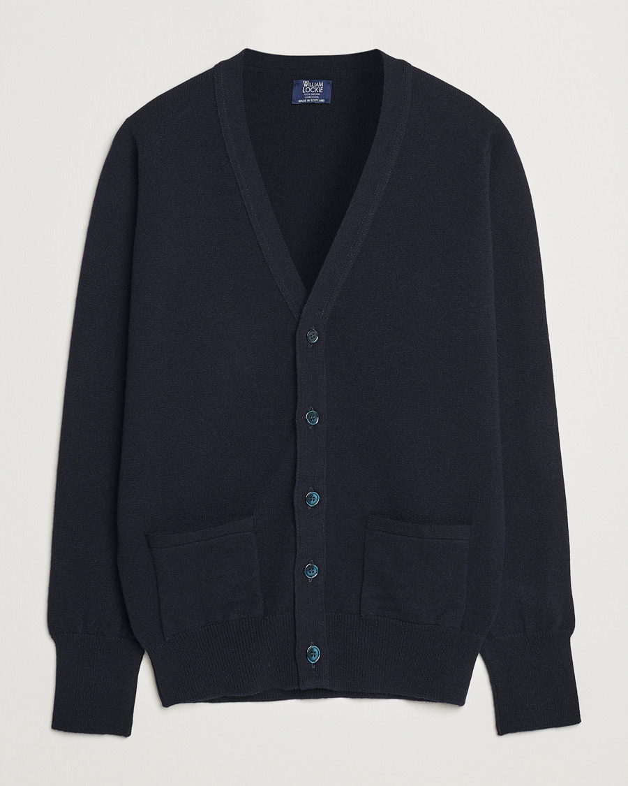 Herren | Pullover | William Lockie | Rob Lambswool Cardigan Navy