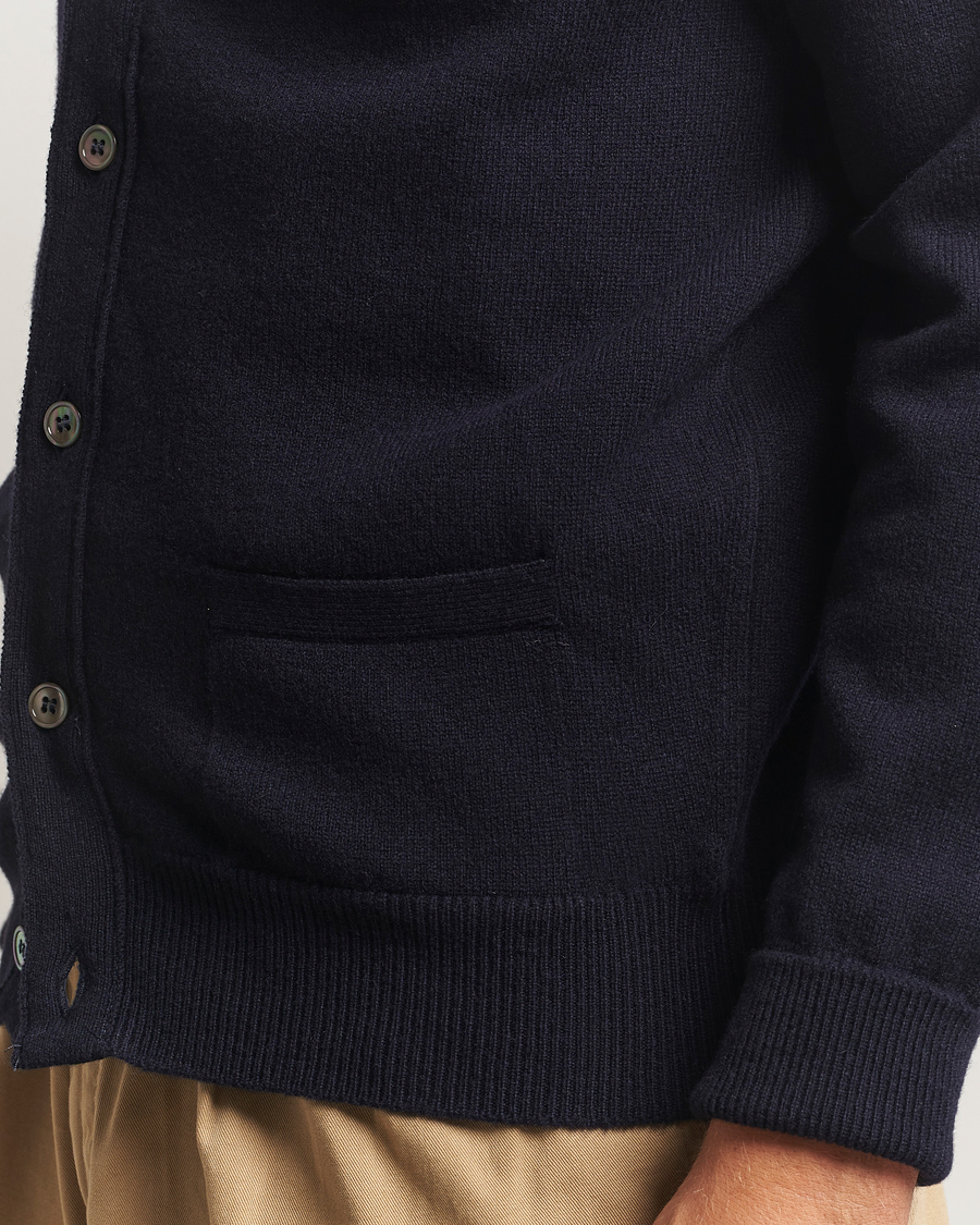 Herren | Pullover | William Lockie | Rob Lambswool Cardigan Navy