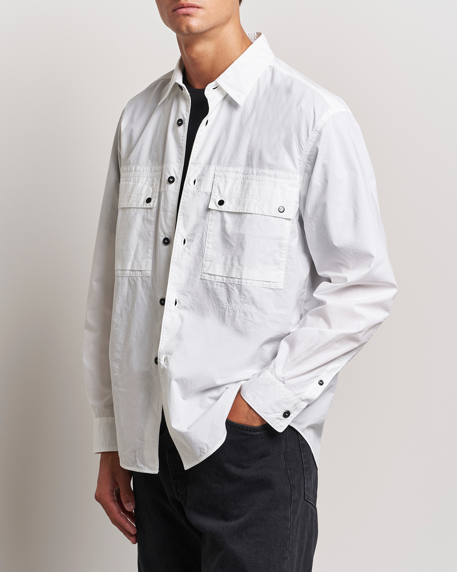Herren | Hemden | Stone Island | Garment Dyed Cotton Canvas Overshirt White