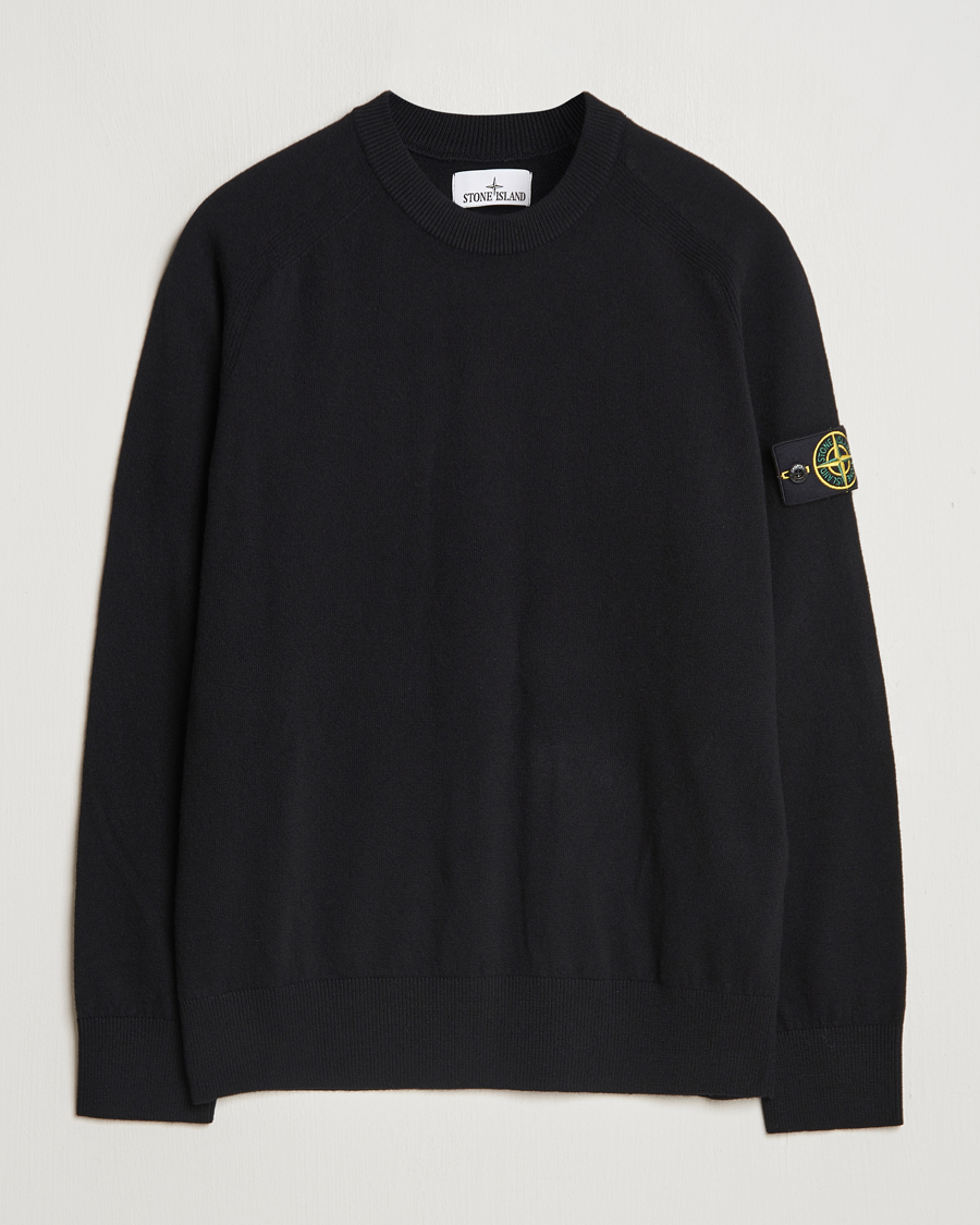 Stone Island Cardigan Knit Geelong Wool Crew Neck Black bei Care of Carl
