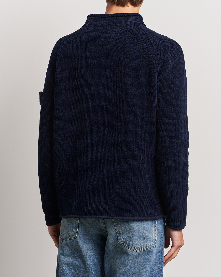 Herren | Pullover | Stone Island | Cotton Chenille Mock Neck Navy Blue