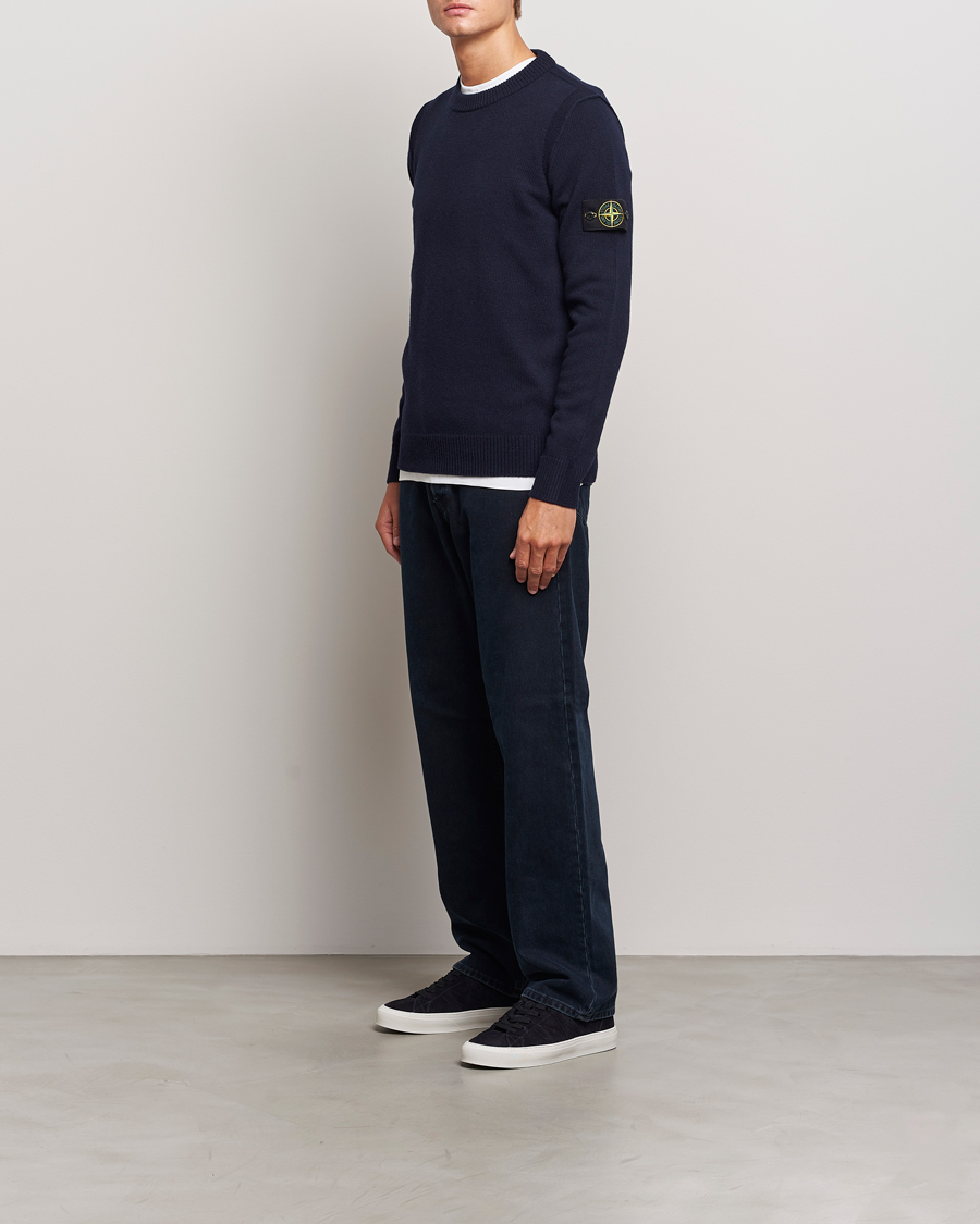 Herren | Pullover | Stone Island | Knitted Lambwool Sweater Navy Blue
