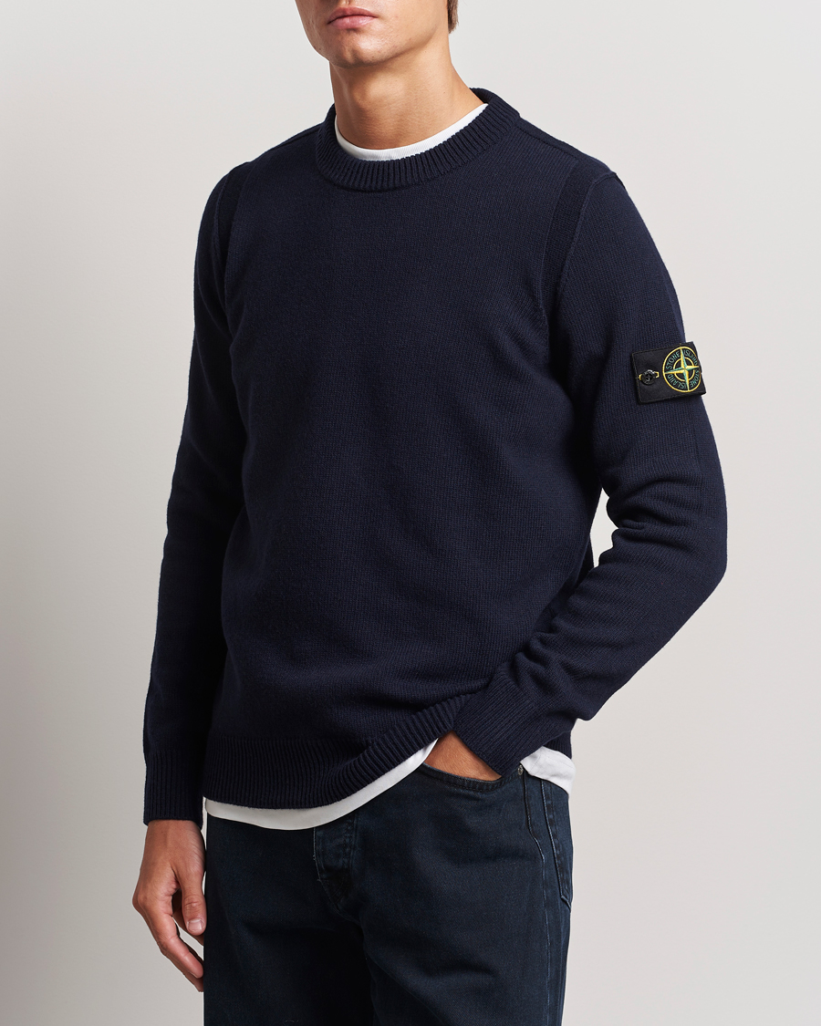 Herren | Pullover | Stone Island | Knitted Lambwool Sweater Navy Blue