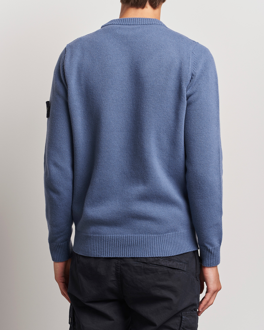 Herren | Pullover | Stone Island | Knitted Lambwool Sweater Mid Blue