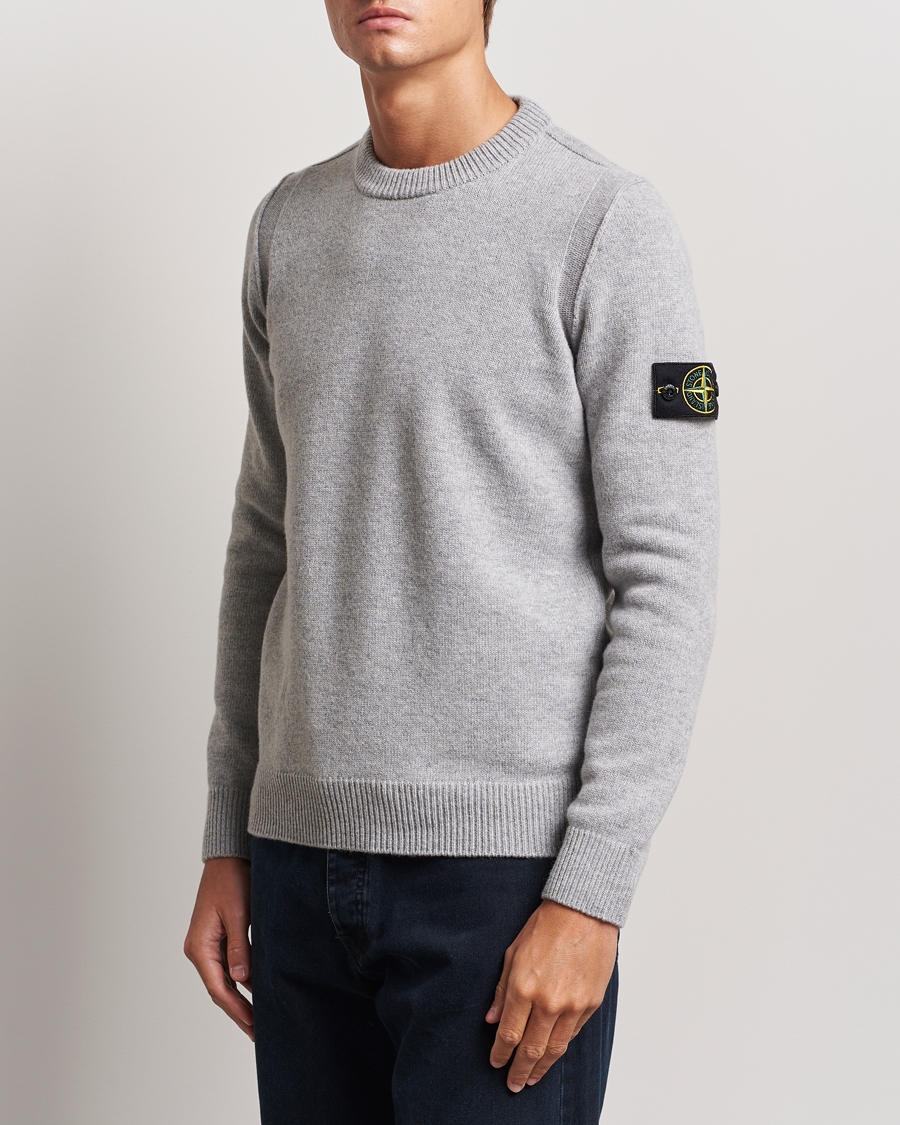 Herren | Pullover | Stone Island | Knitted Lambwool Sweater Melange Grey