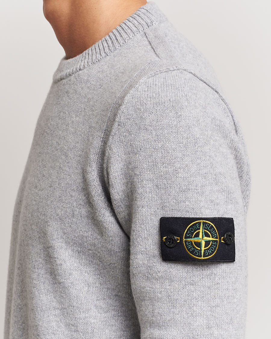 Herren | Pullover | Stone Island | Knitted Lambwool Sweater Melange Grey