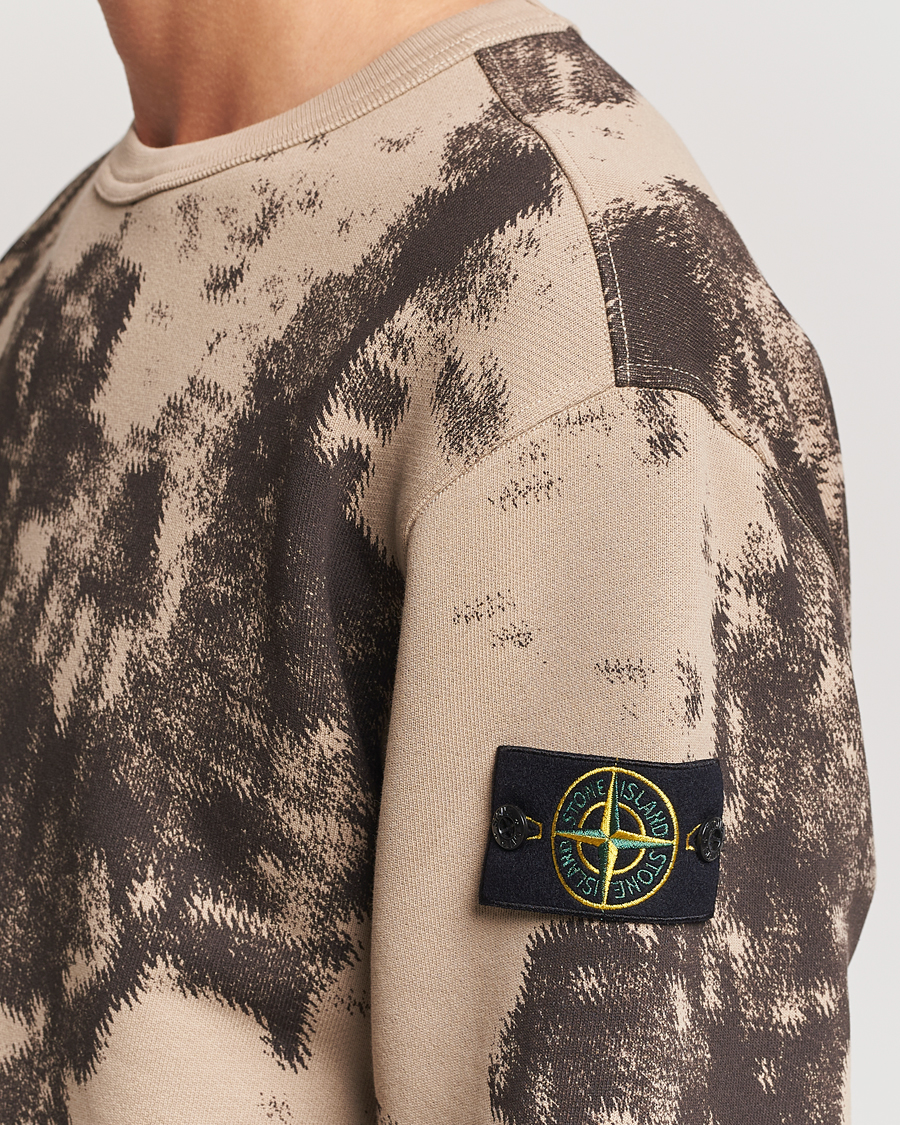 Stone Island Garment Dyed Fleece Camo Sweatshirt Dove Grey