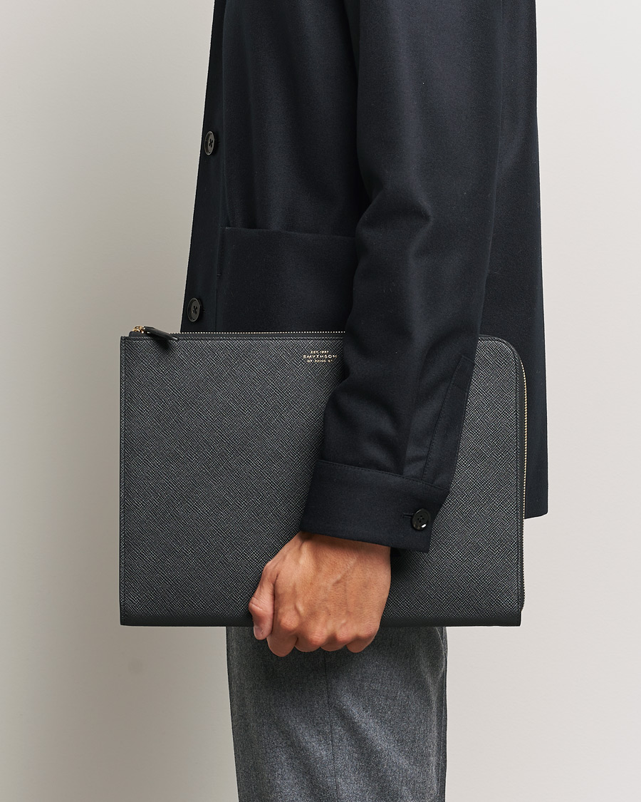 Herren | Taschen | Smythson | Panama Small Laptop Case Black