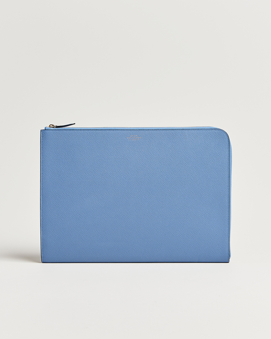 Herren | Taschen | Smythson | Panama Large Laptop Case Nile Blue
