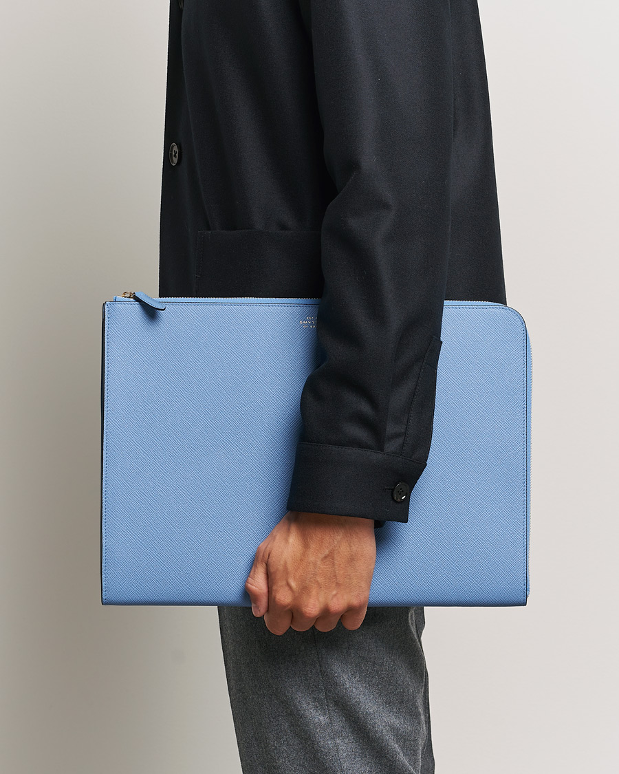 Herren | Smythson Panama Large Laptop Case Nile Blue | Smythson | Panama Large Laptop Case Nile Blue