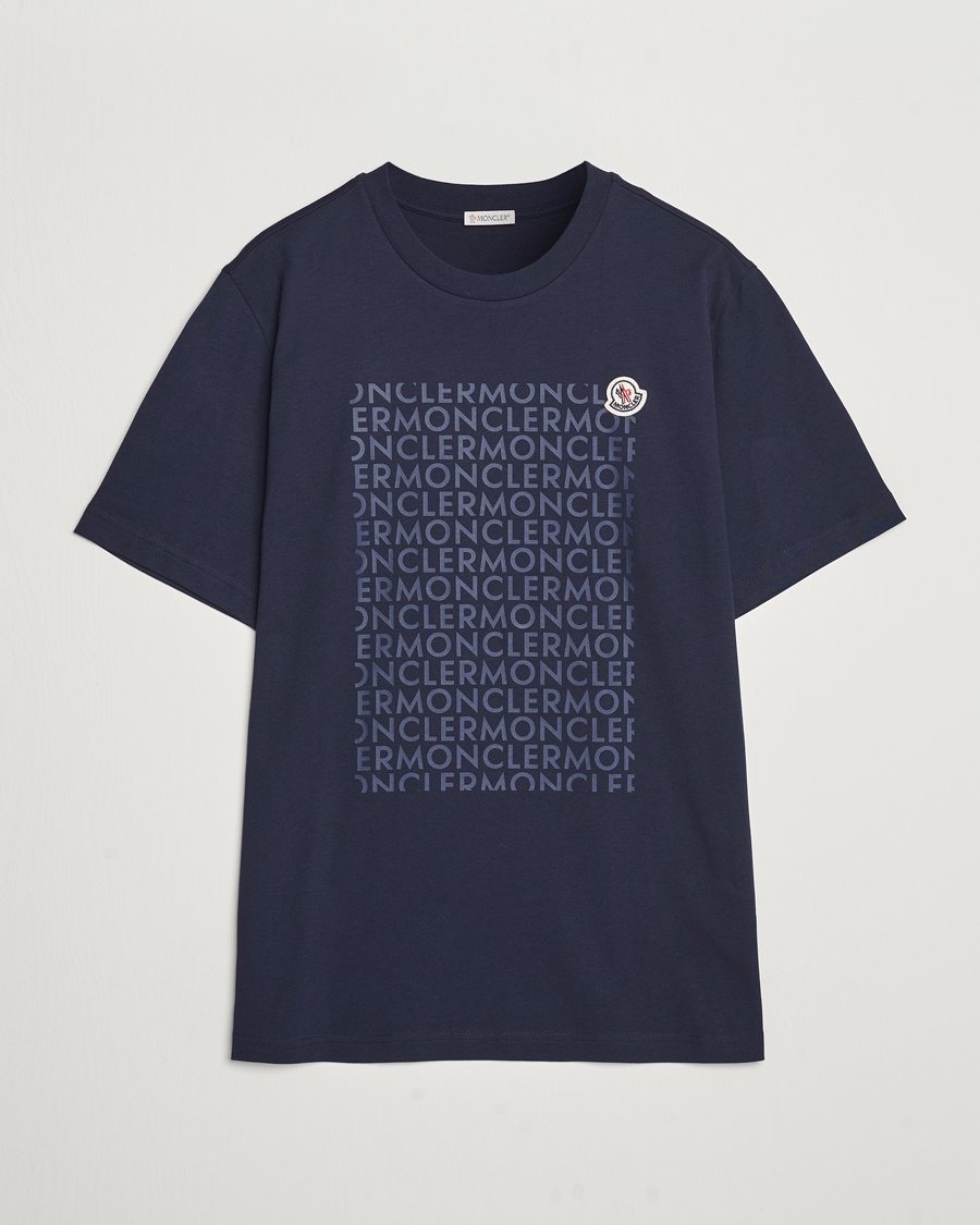 Herren | T-Shirts | Moncler | All Over Lettering T-Shirt Navy