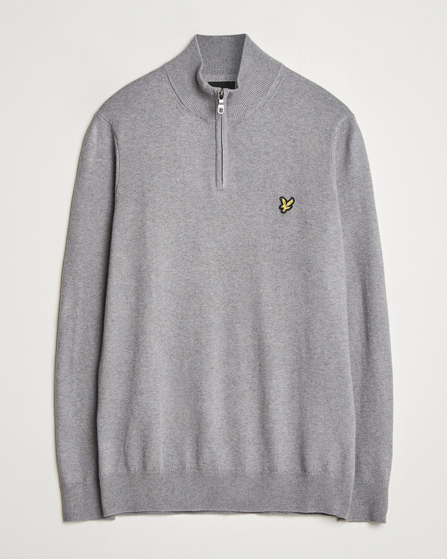 Herren | Pullover | Lyle & Scott | Cotton/Merino Half Zip Mid Grey Marl