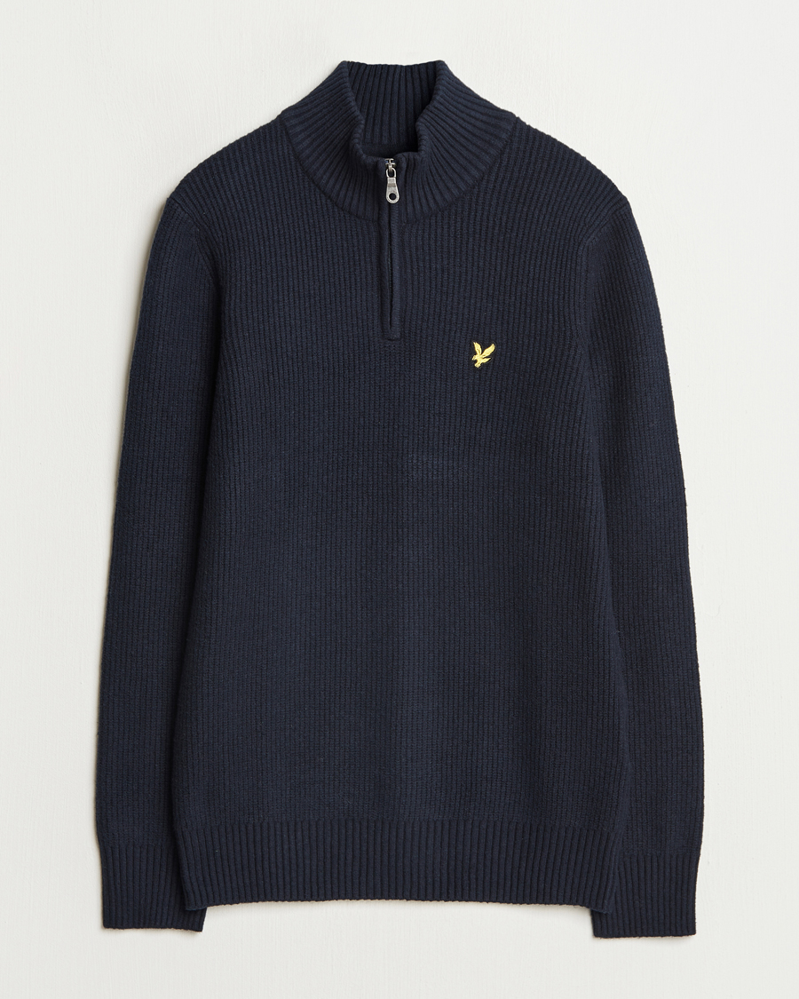 Herren | Pullover | Lyle & Scott | Shaker Stitch Half Zip Dark Navy