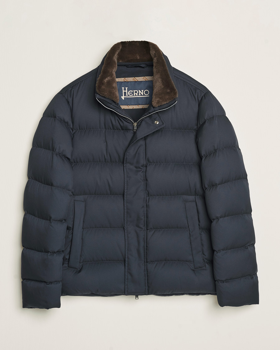 Herren | Jacken | Herno | Faux Fur Down Jacket Navy