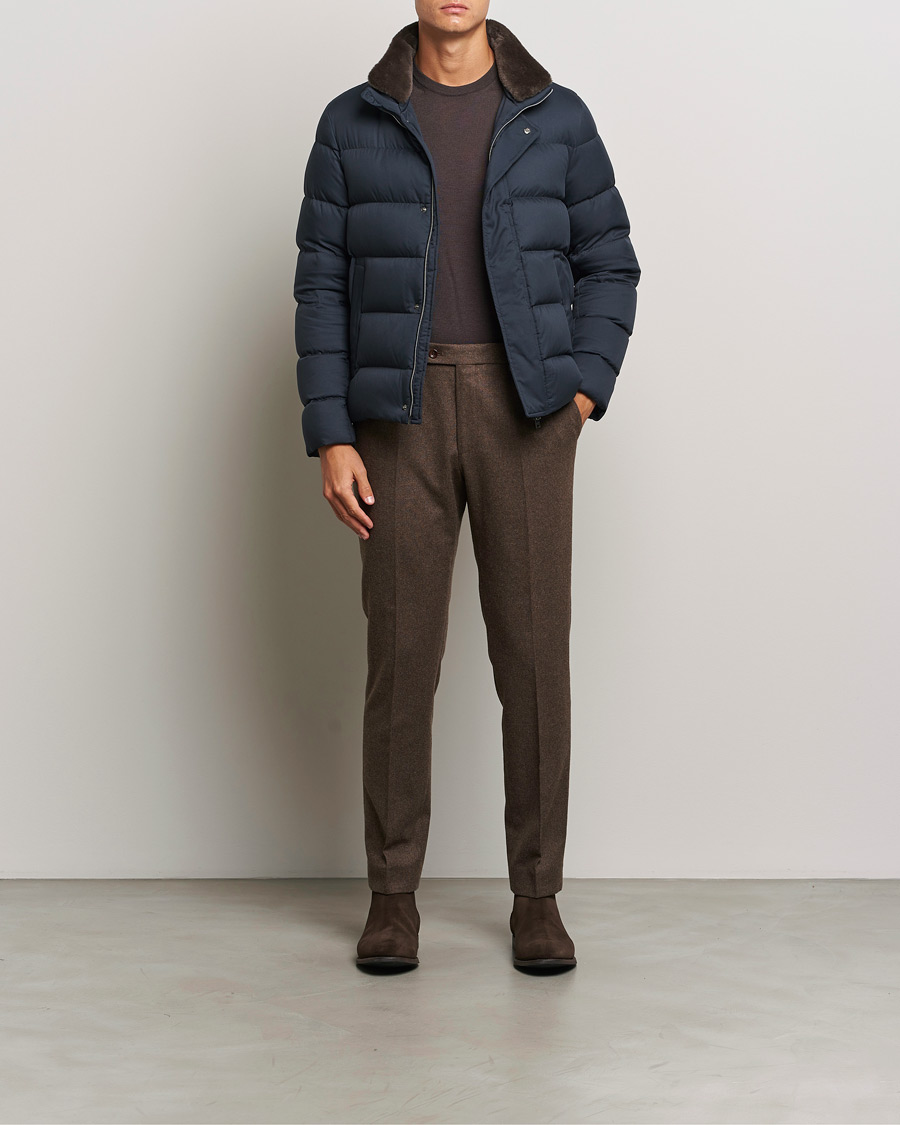 Herren | Jacken | Herno | Faux Fur Down Jacket Navy