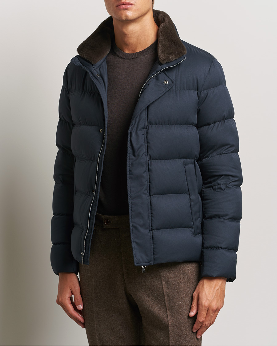Herren | Jacken | Herno | Faux Fur Down Jacket Navy