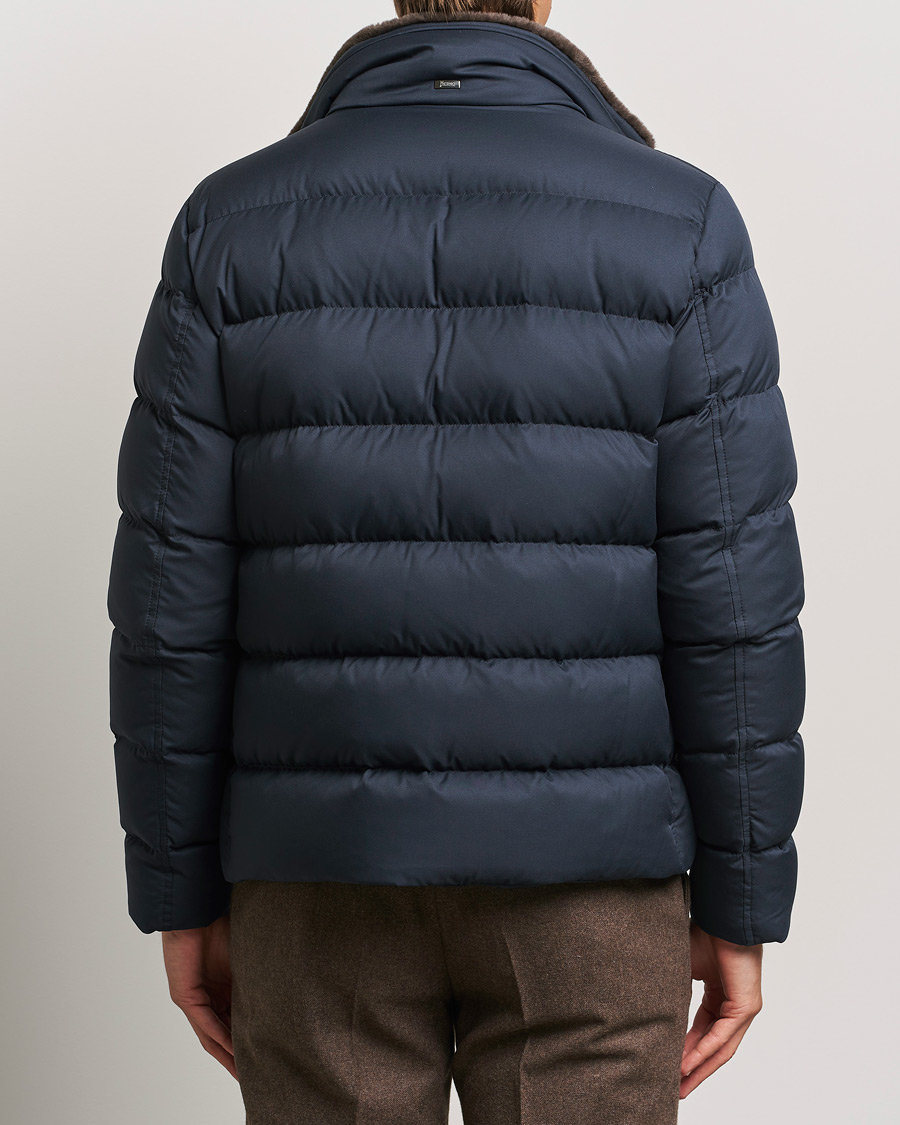 Herren | Jacken | Herno | Faux Fur Down Jacket Navy