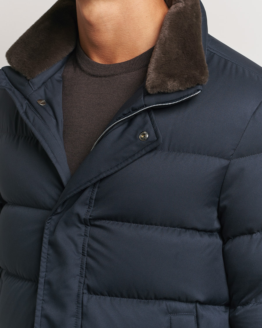 Herren | Jacken | Herno | Faux Fur Down Jacket Navy