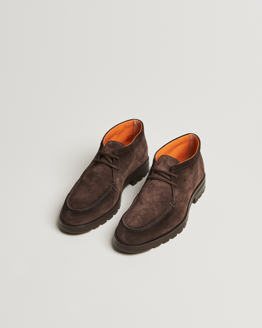 Herren | Santoni Winter Chukka Boot Dark Brown Suede | Santoni | Winter Chukka Boot Dark Brown Suede