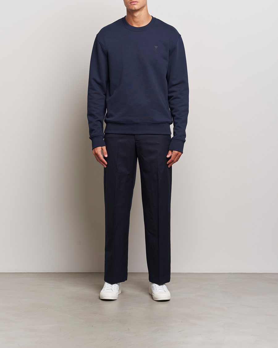Herren | Pullover | AMI | Tonal Heart Logo Sweatshirt Night Blue