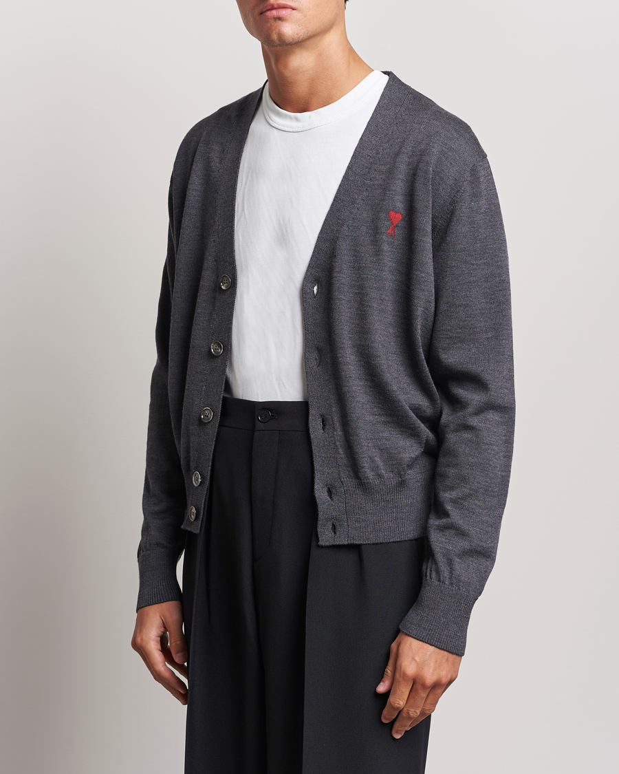 Herren | Pullover | AMI | Heart Logo Cardigan Heather Grey