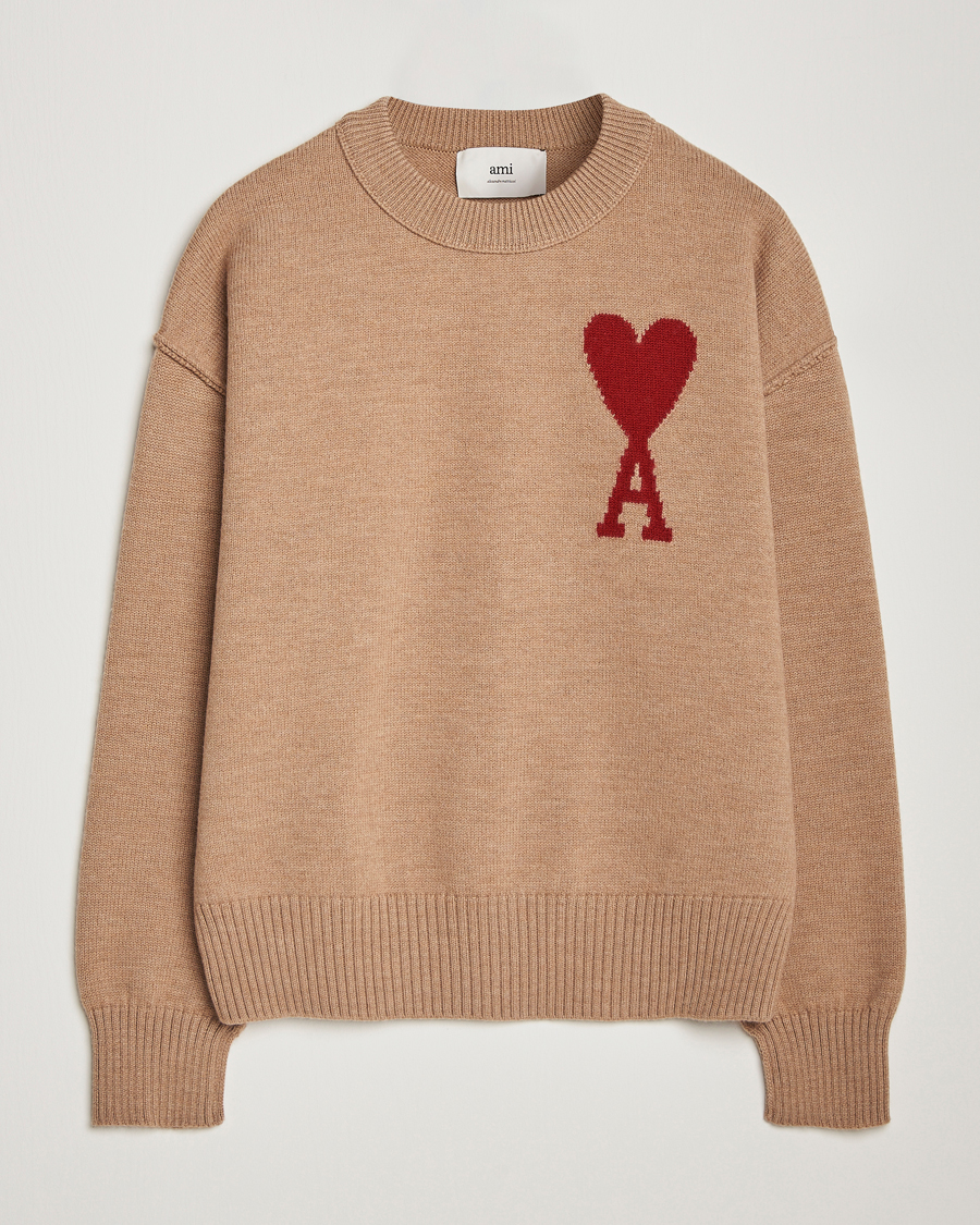 Herren | Pullover | AMI | Big Heart Logo Crew Neck Camel