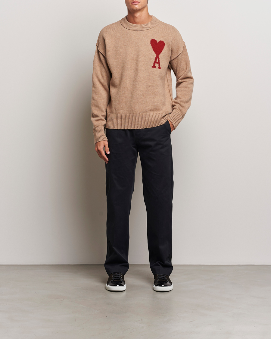 Herren | Pullover | AMI | Big Heart Logo Crew Neck Camel