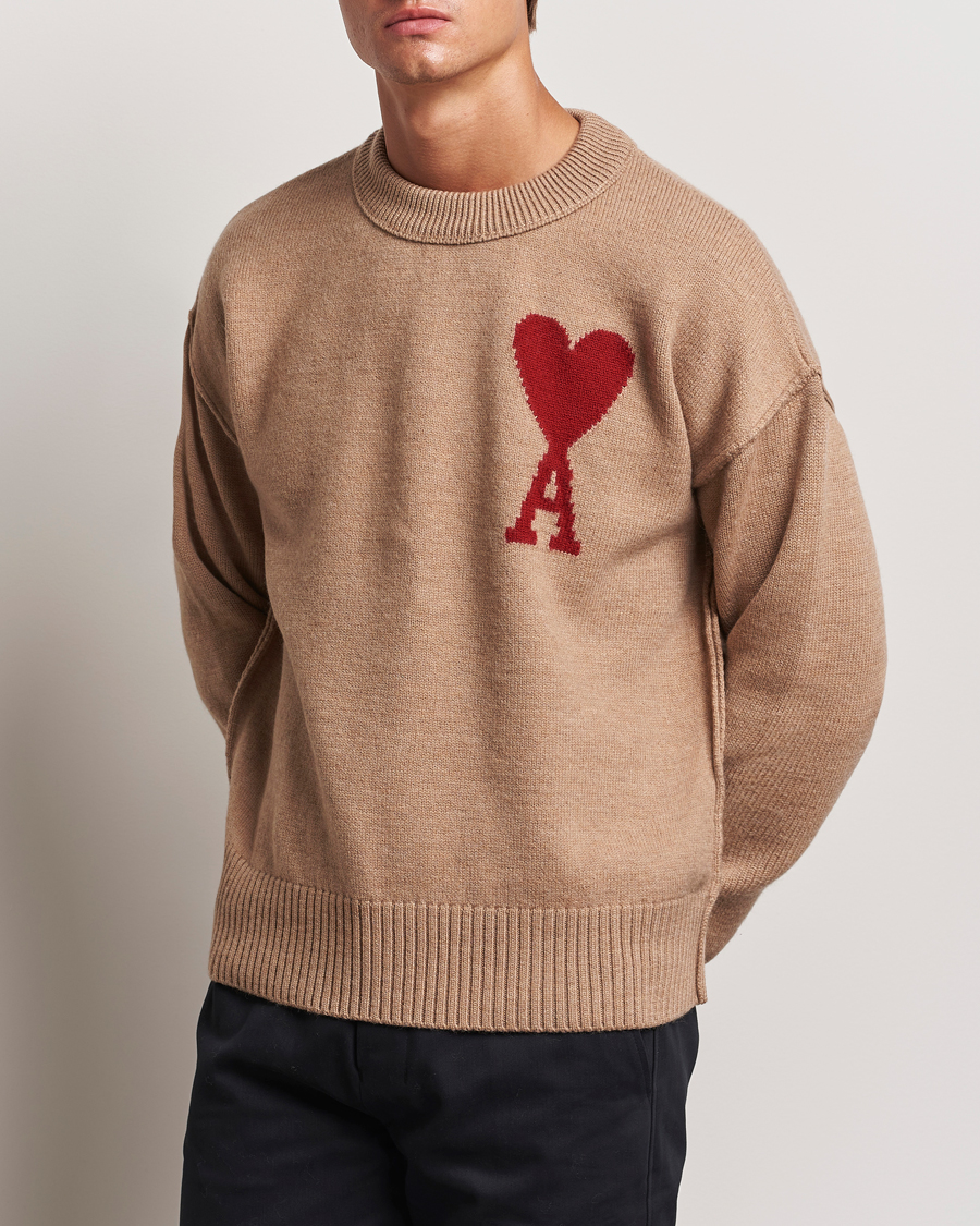 Herren | Pullover | AMI | Big Heart Logo Crew Neck Camel