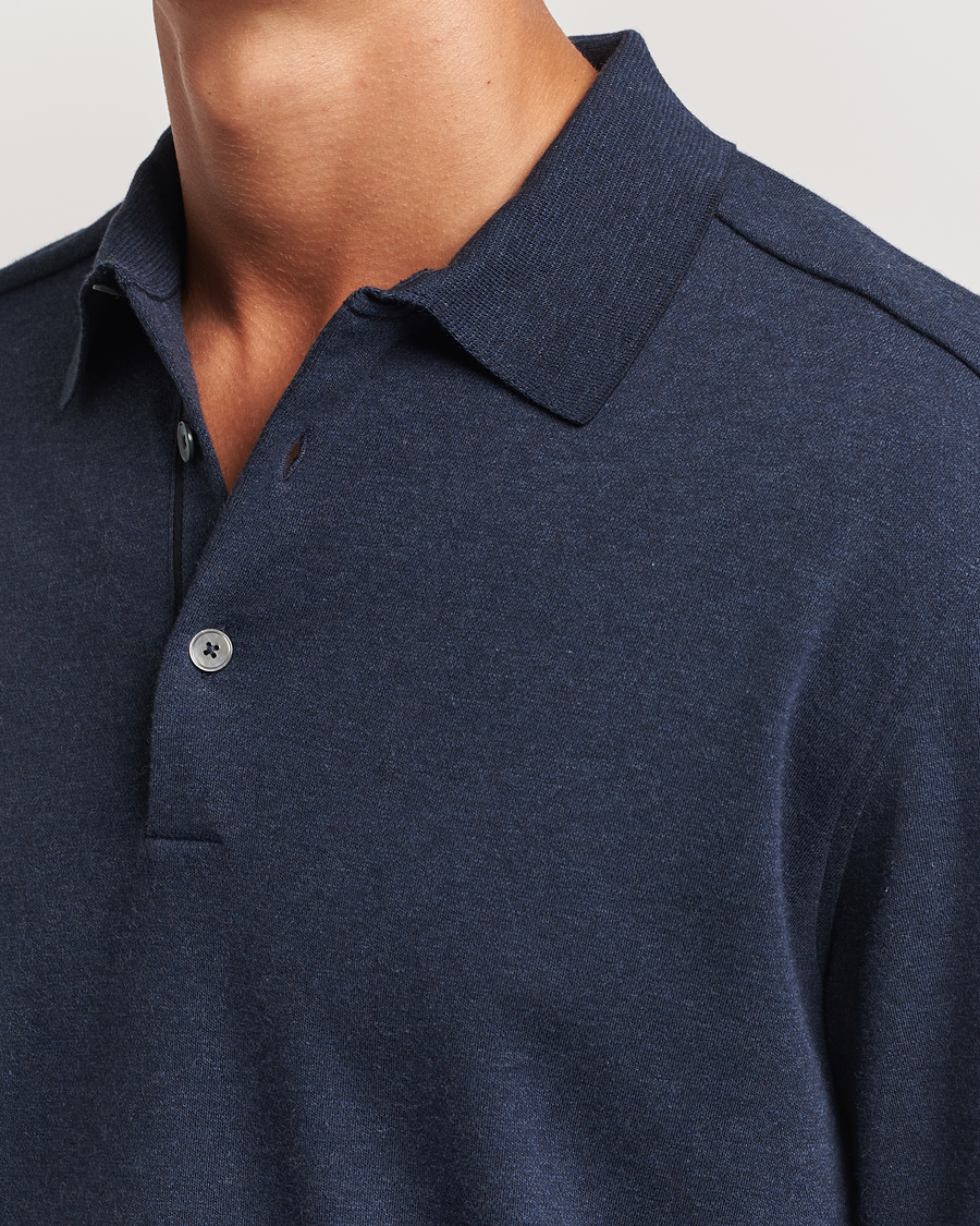 Herren | Pullover | Zegna | Soft Cotton Long Sleeve Polo Navy