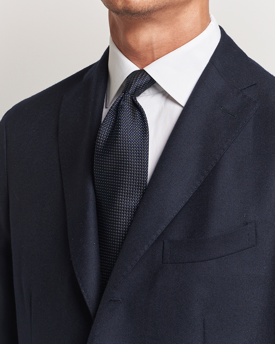 Herren | Krawatten | Zegna | Jacquard Silk Tie Navy