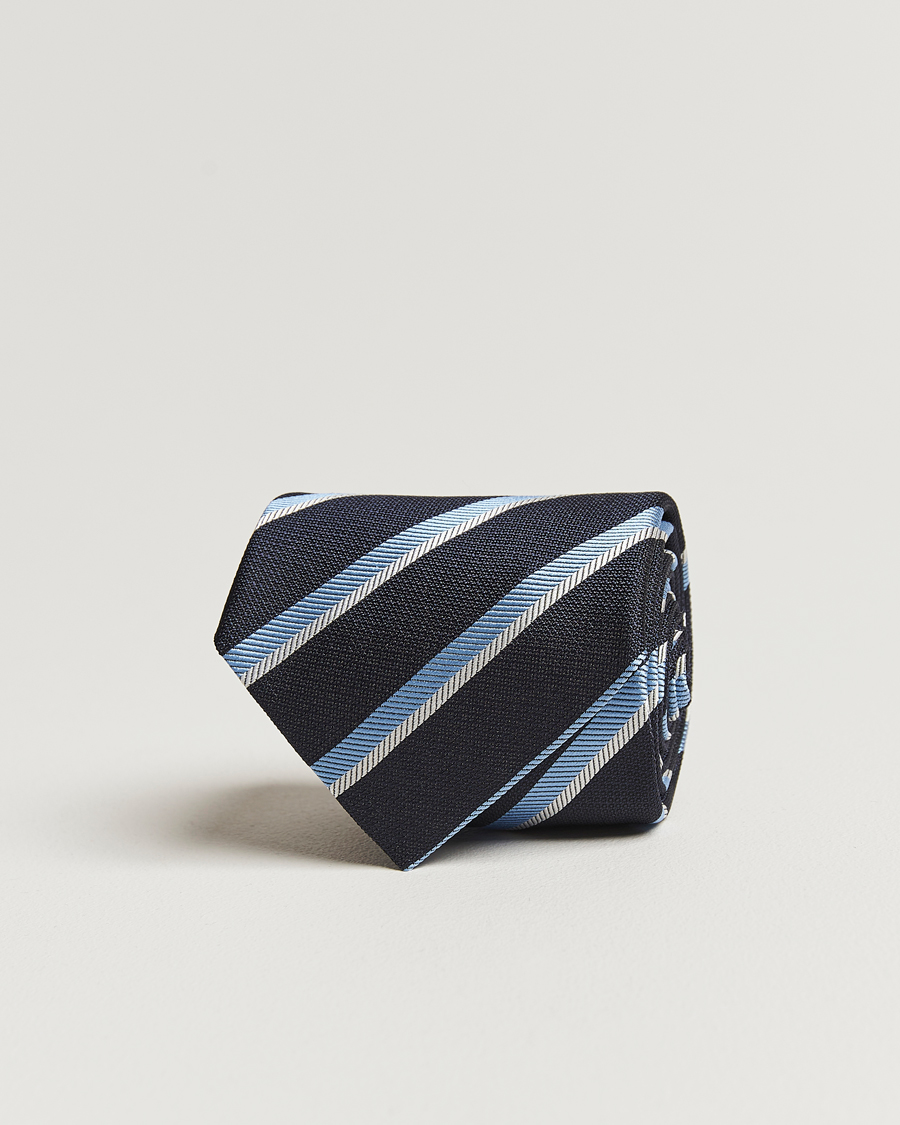 Herren | Krawatten | Zegna | Regimental Stripe Silk Tie Navy