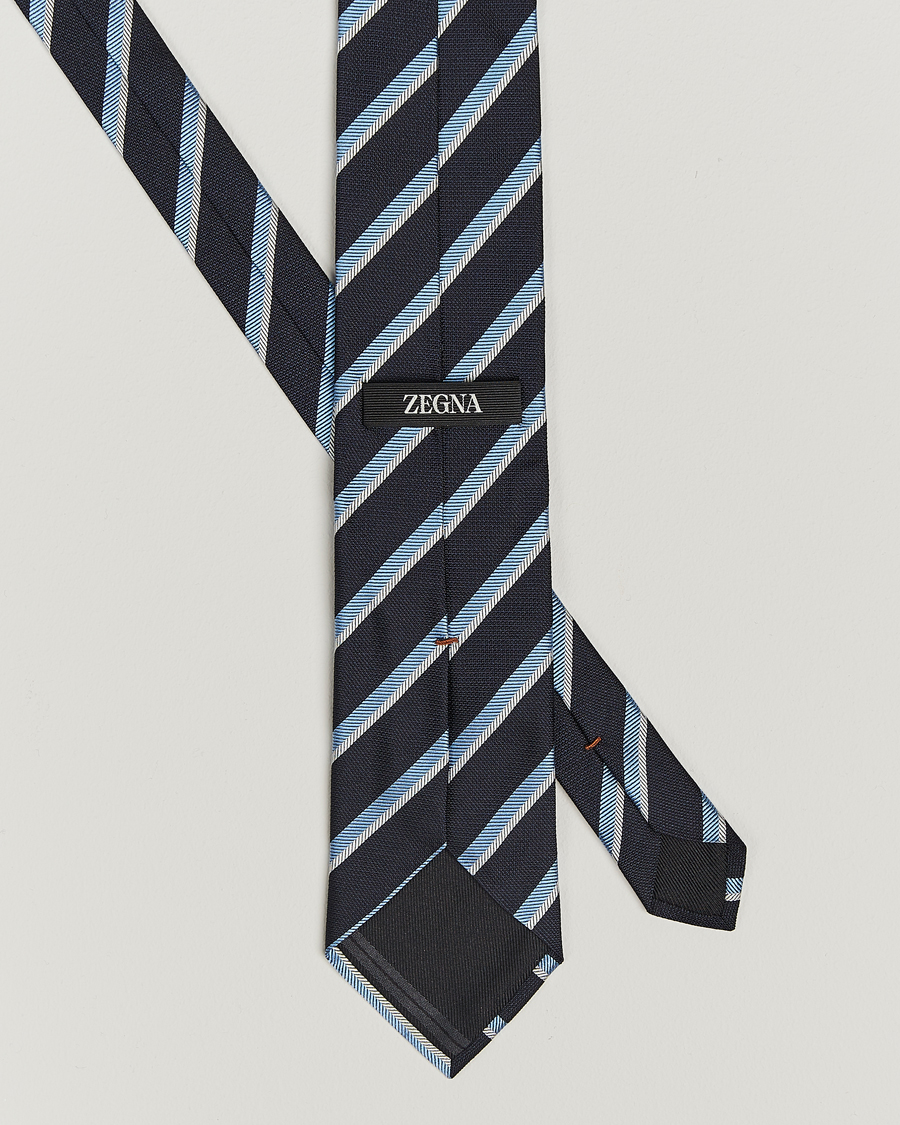 Herren | Krawatten | Zegna | Regimental Stripe Silk Tie Navy
