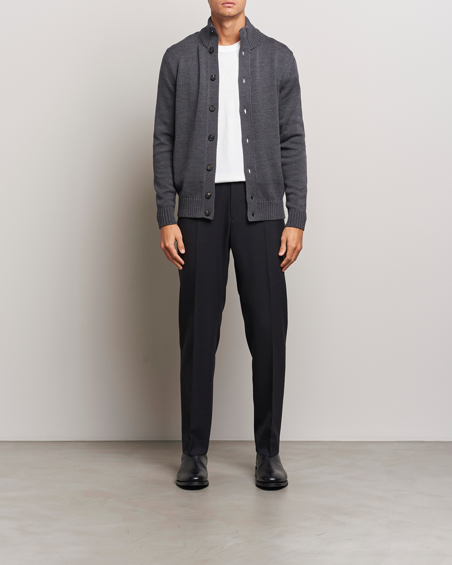 Herren | Pullover | Zanone | Virgin Merino Wool Chioto Cardigan Grey Melange